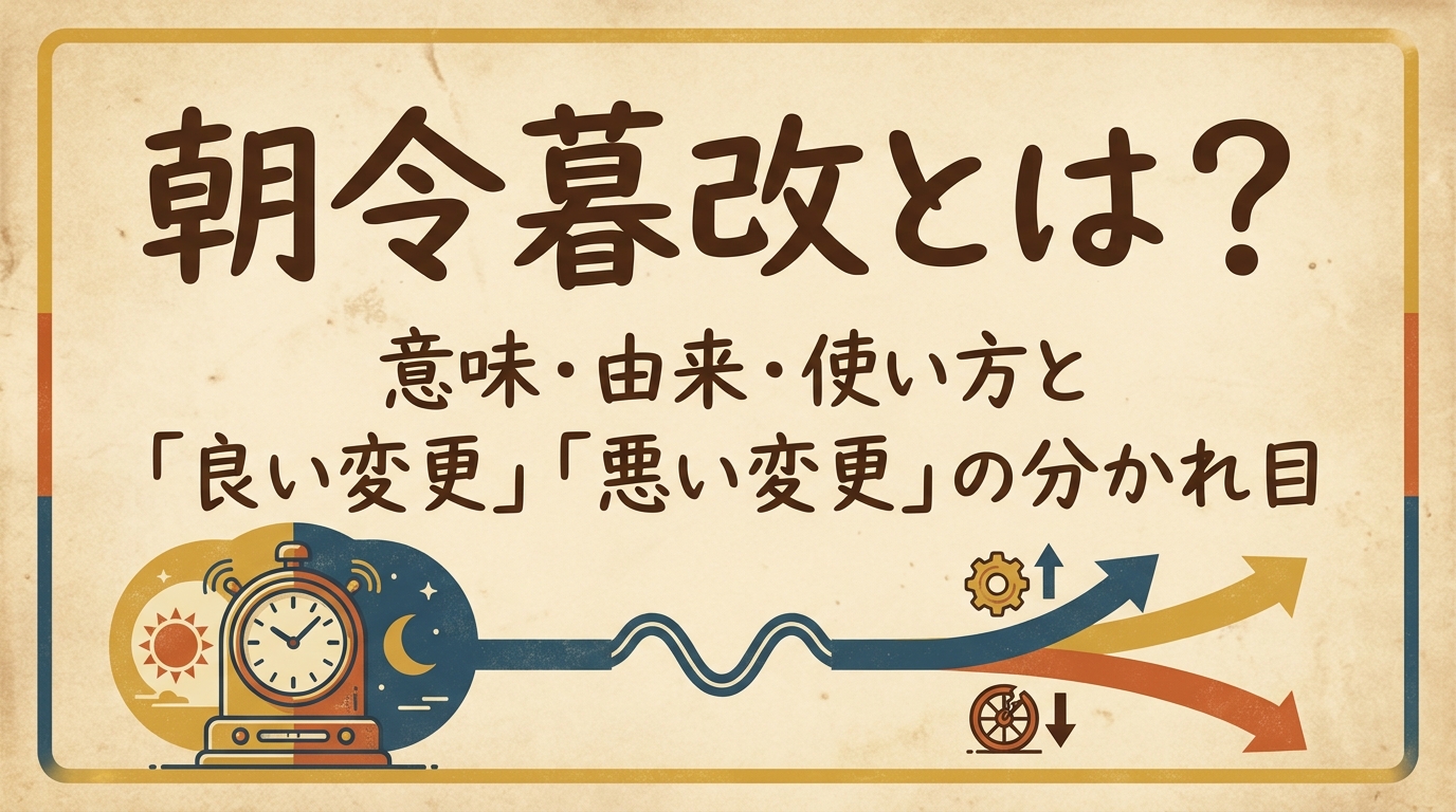 朝令暮改とは?意味・由来・使い方と「良い変更」「悪い変更」の分かれ目